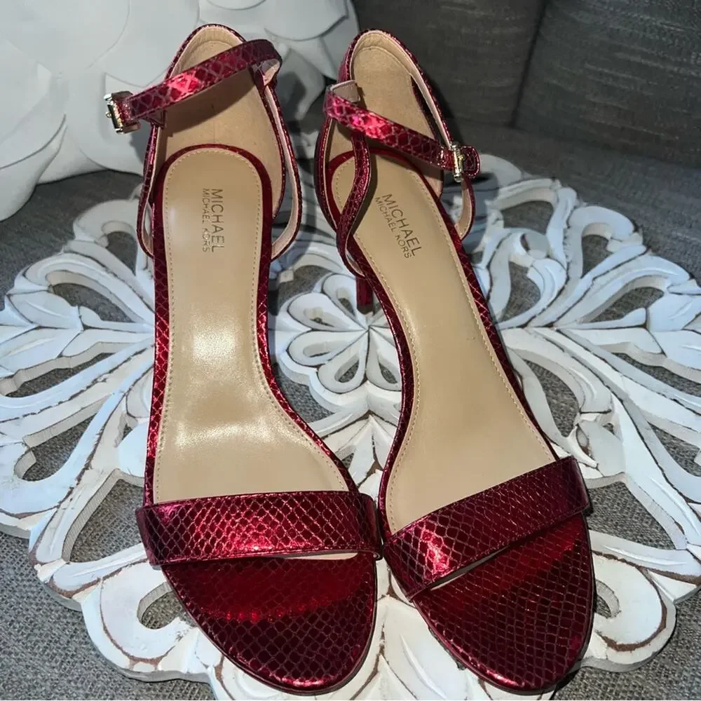 Michael Kors Red Leather High Heels Women’s 8 NEW